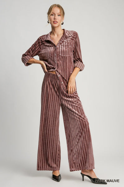 Velvet Striped Outfit Set