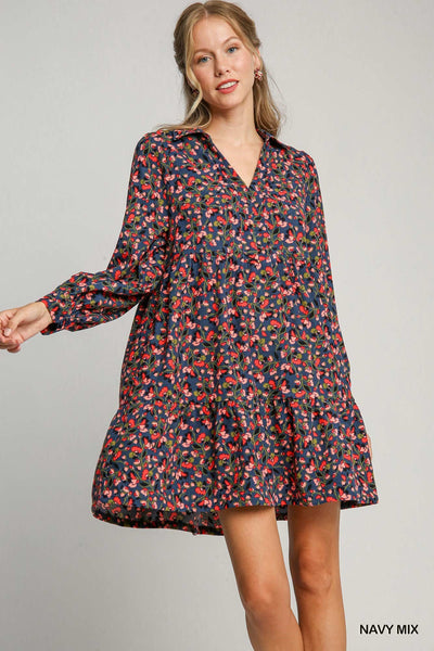 Floral Print Collared Dress