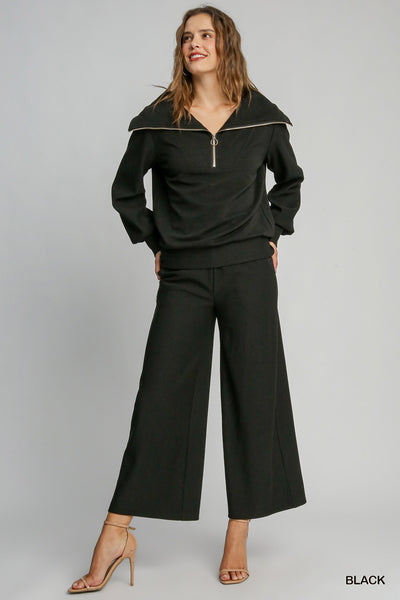 Ribbed Knit Straight Leg Pant