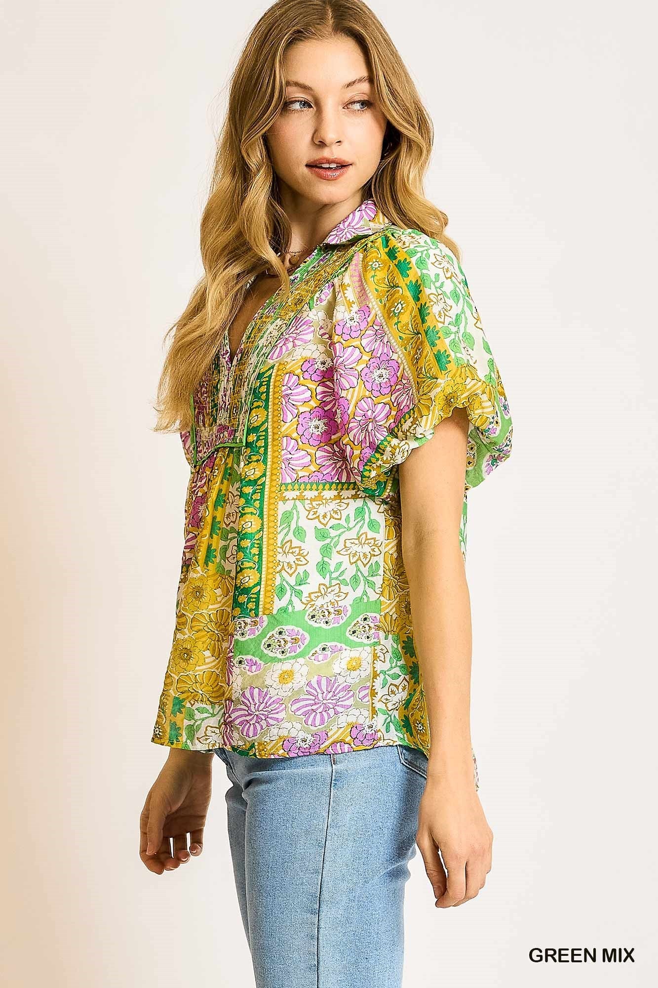 Patchwork Short Sleeve Top