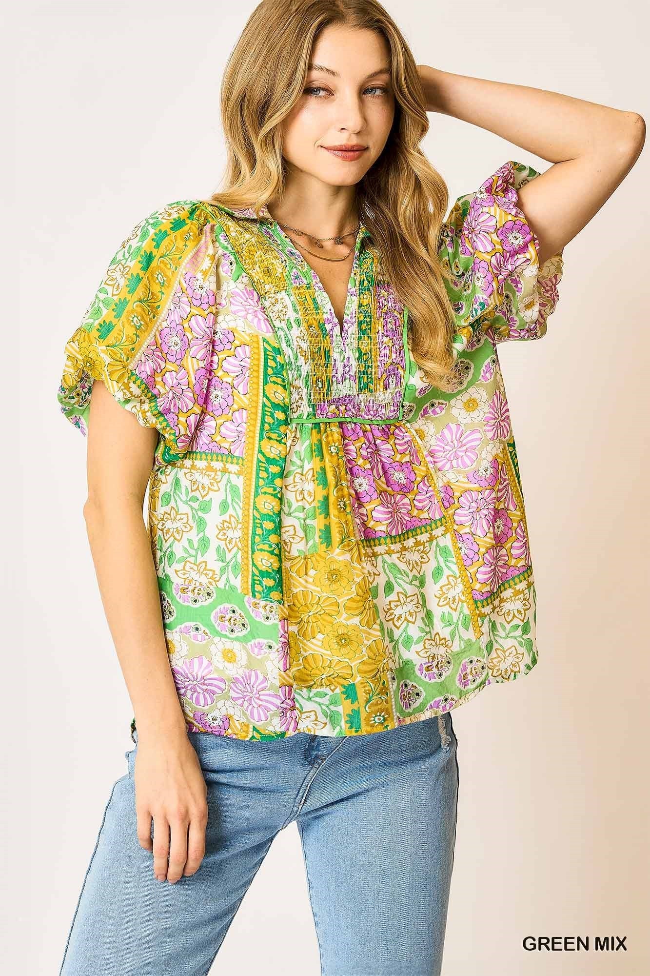 Patchwork Short Sleeve Top