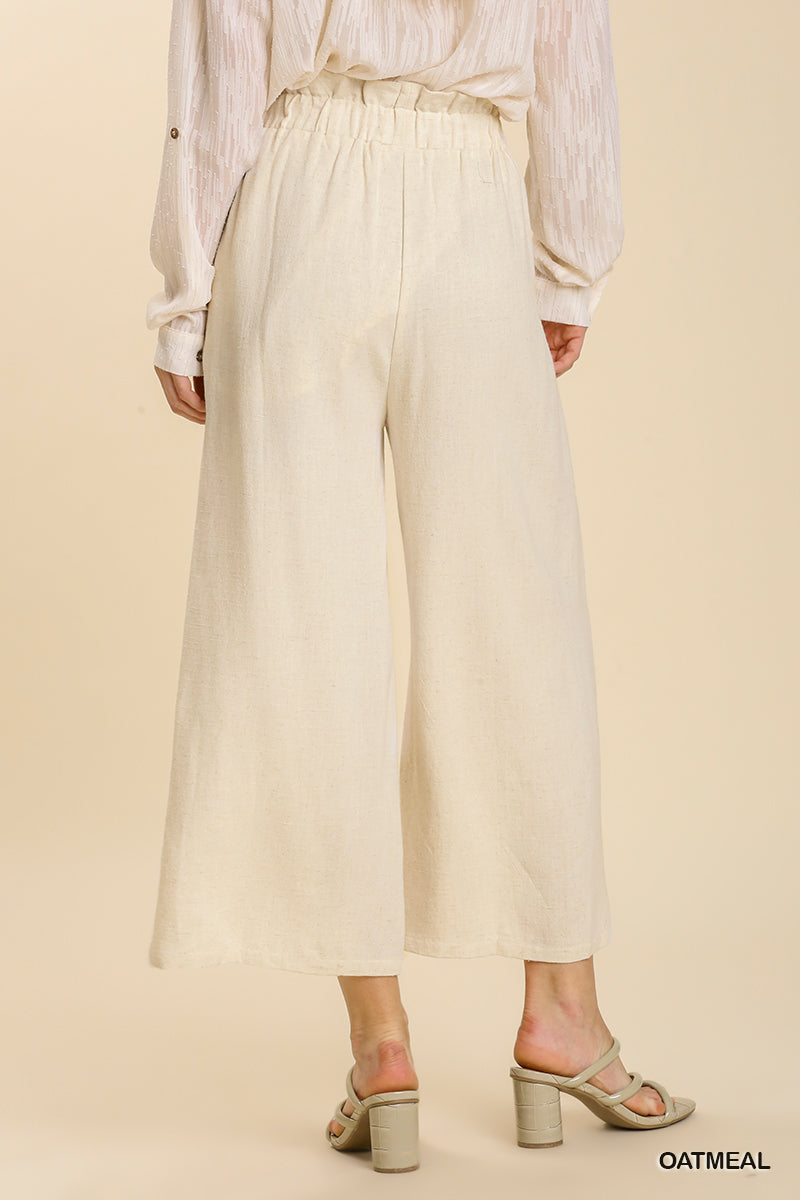 Linen Wide Leg Tie Waist Pant