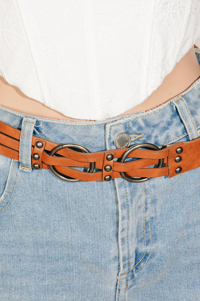 Layered Strand Leather Belt