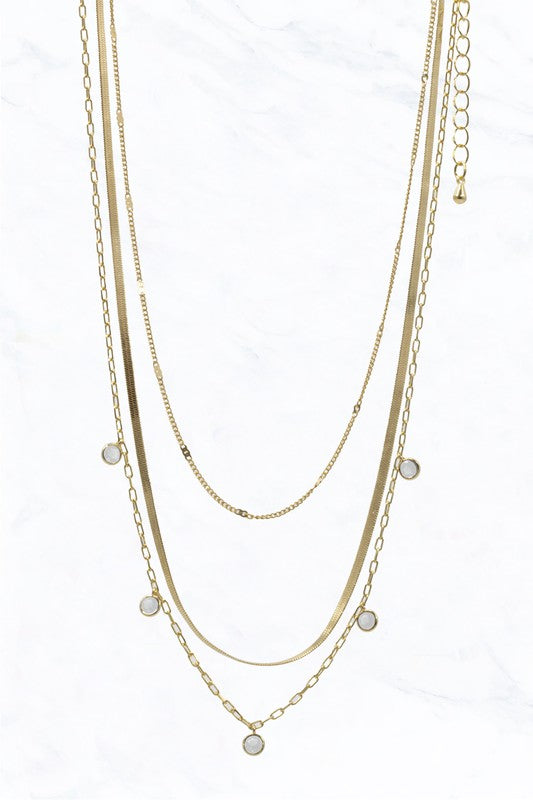 Layered Bezel Charm Necklace