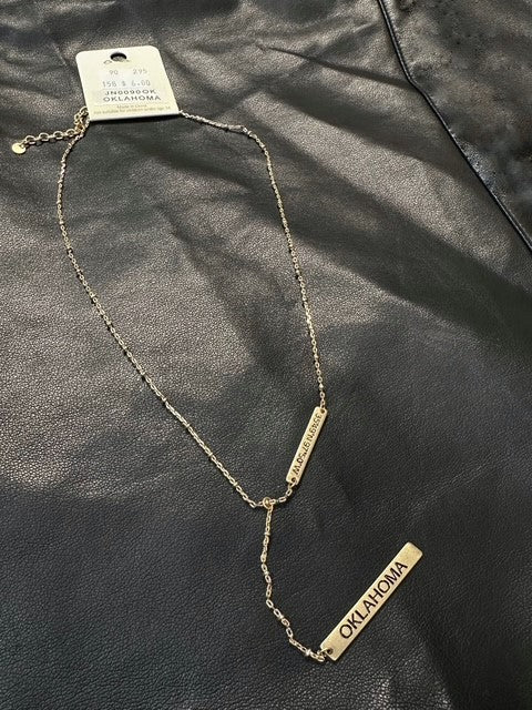 Oklahoma Coordinates Y Necklace