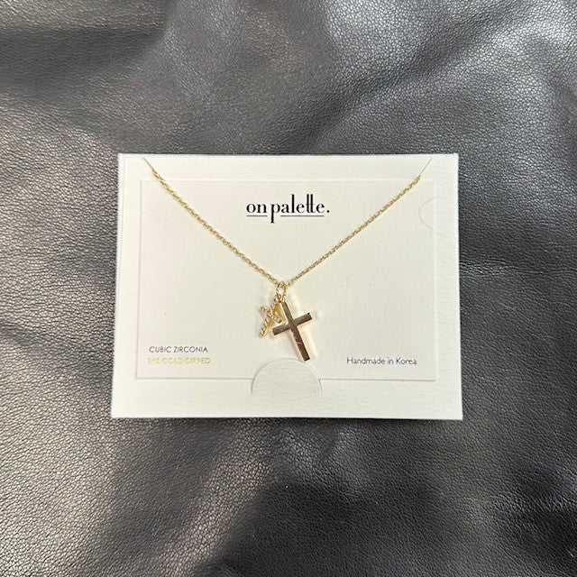 Double Cross Pendant Necklace