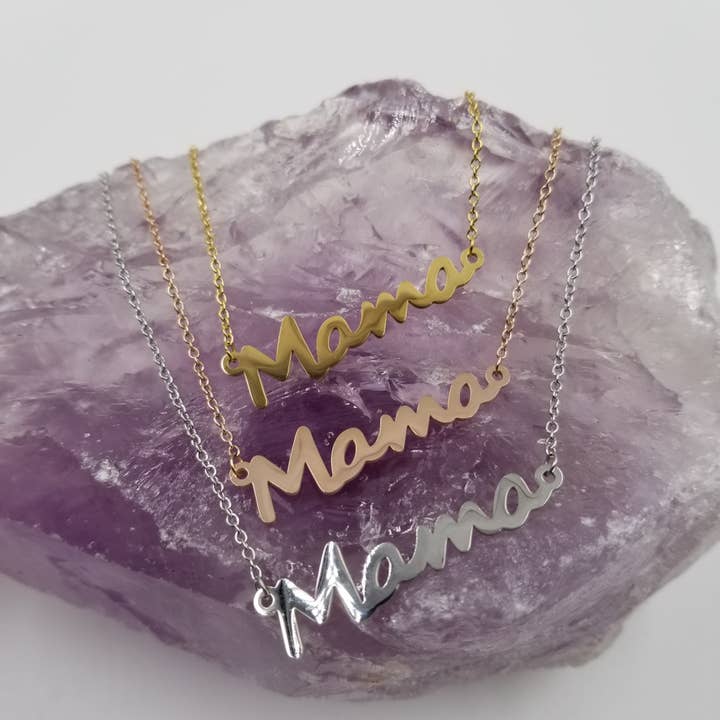 Mama Script Necklace