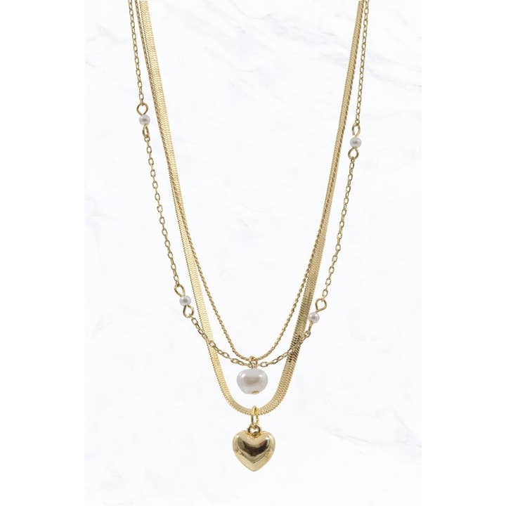 Layered Heart Pendant Necklace