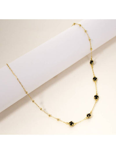 Glass Stone Chain Necklace