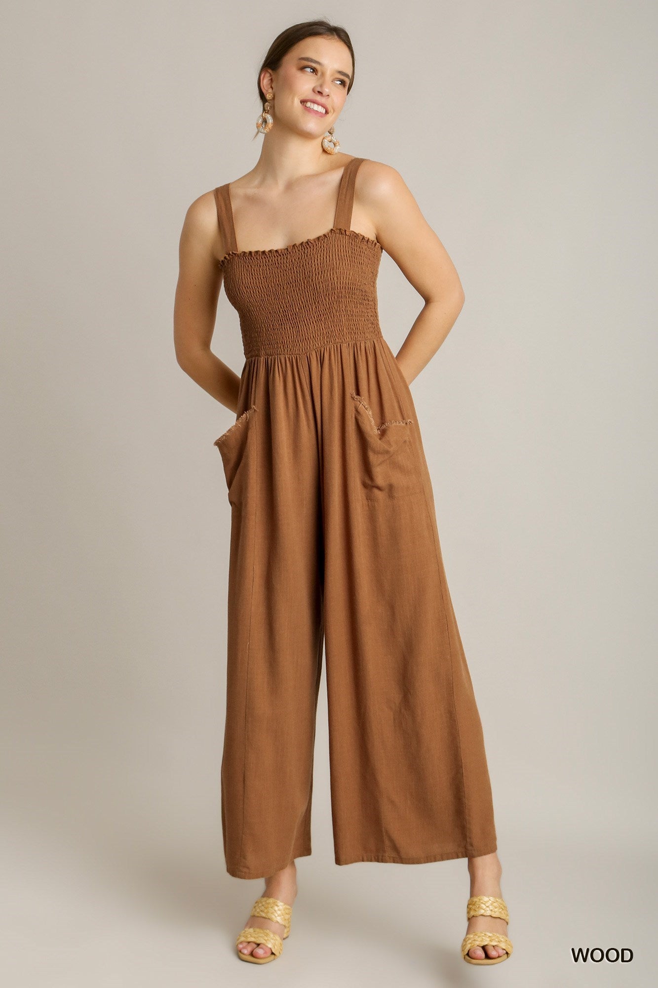 Linen Smocked Jumpsuit