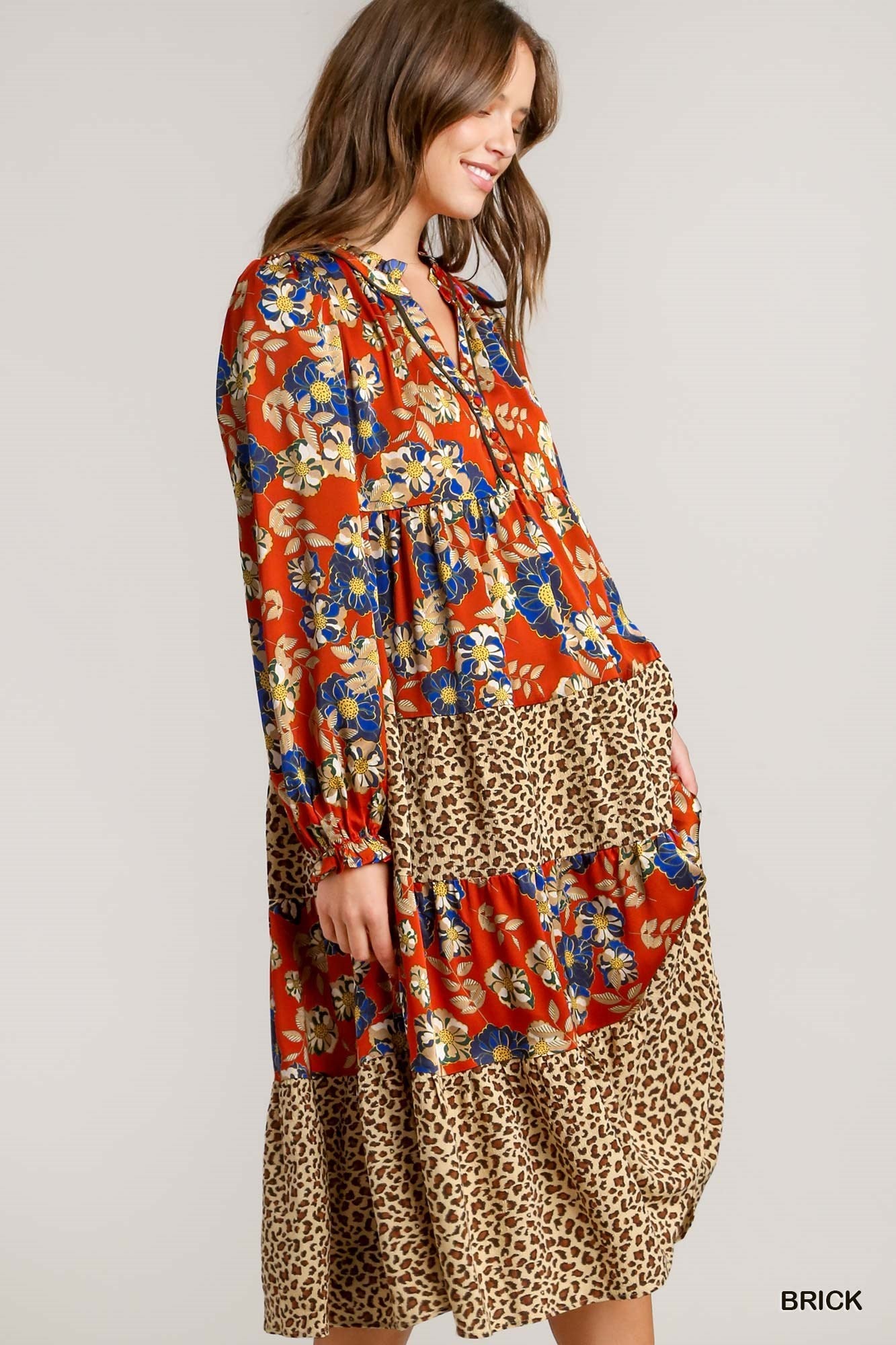 Mixed Print Maxi Dress