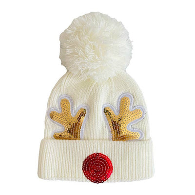 Sequin Reindeer Beanie