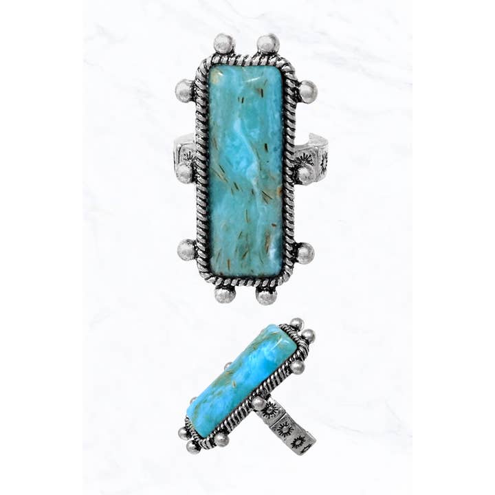 Turquoise Rectangle Stretch Ring