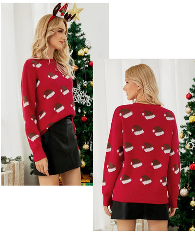 Jacquard Knit Santa Hat Sweater