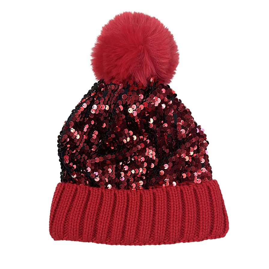 Pom Pom Sequin Beanie