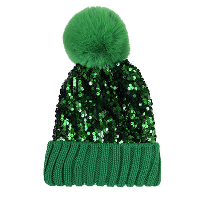 Pom Pom Sequin Beanie