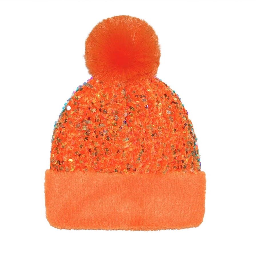 Sequin Pom Pom Beanie