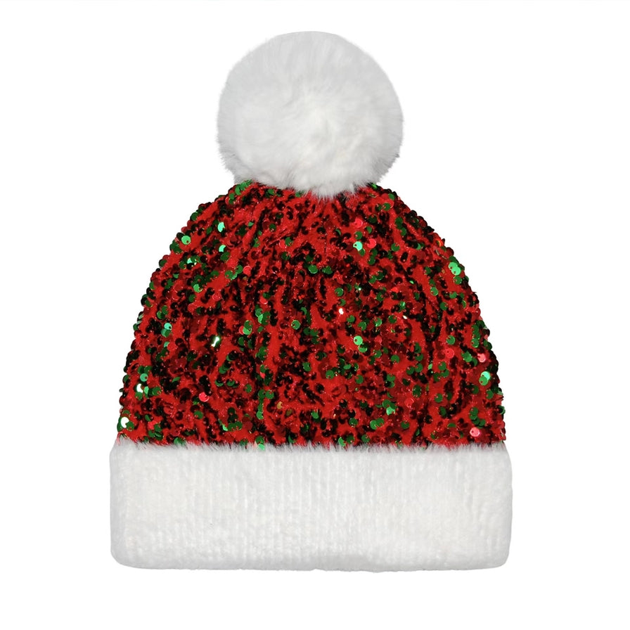 Sequin Pom Pom Beanie