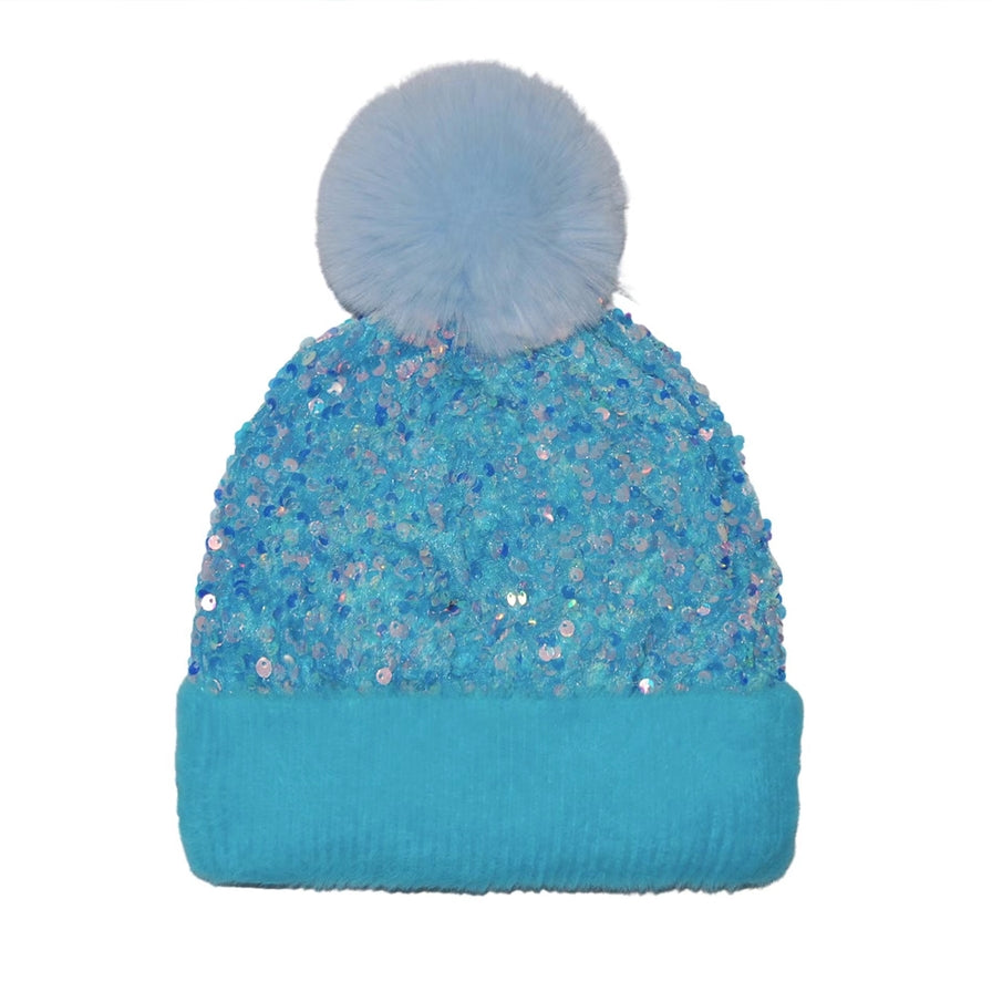 Sequin Pom Pom Beanie