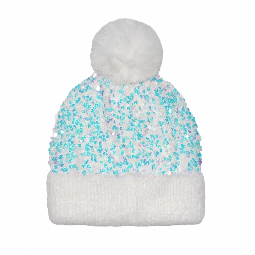 Sequin Pom Pom Beanie