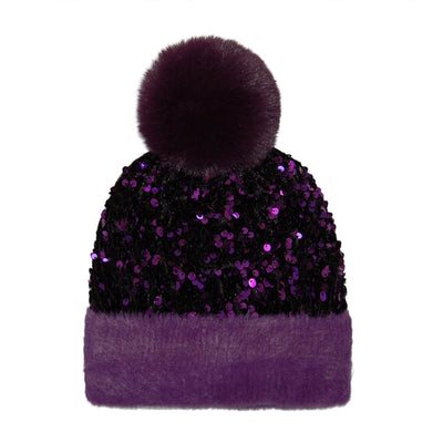 Sequin Pom Pom Beanie