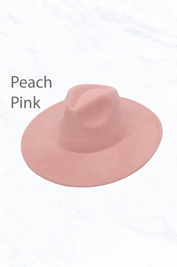 Suede Peach Top Fedora Hat