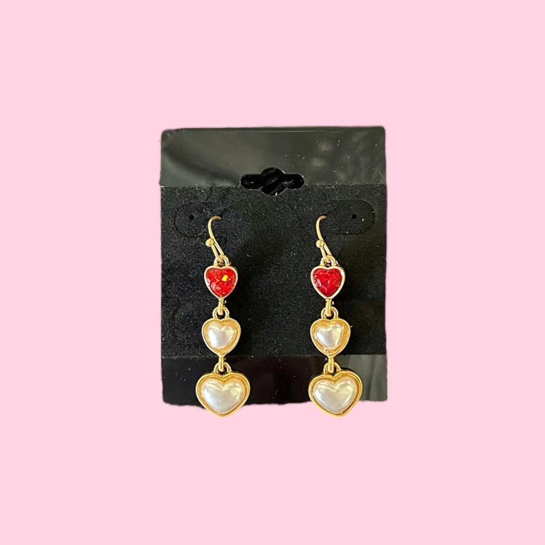 Pearl Heart Dangle Earrings