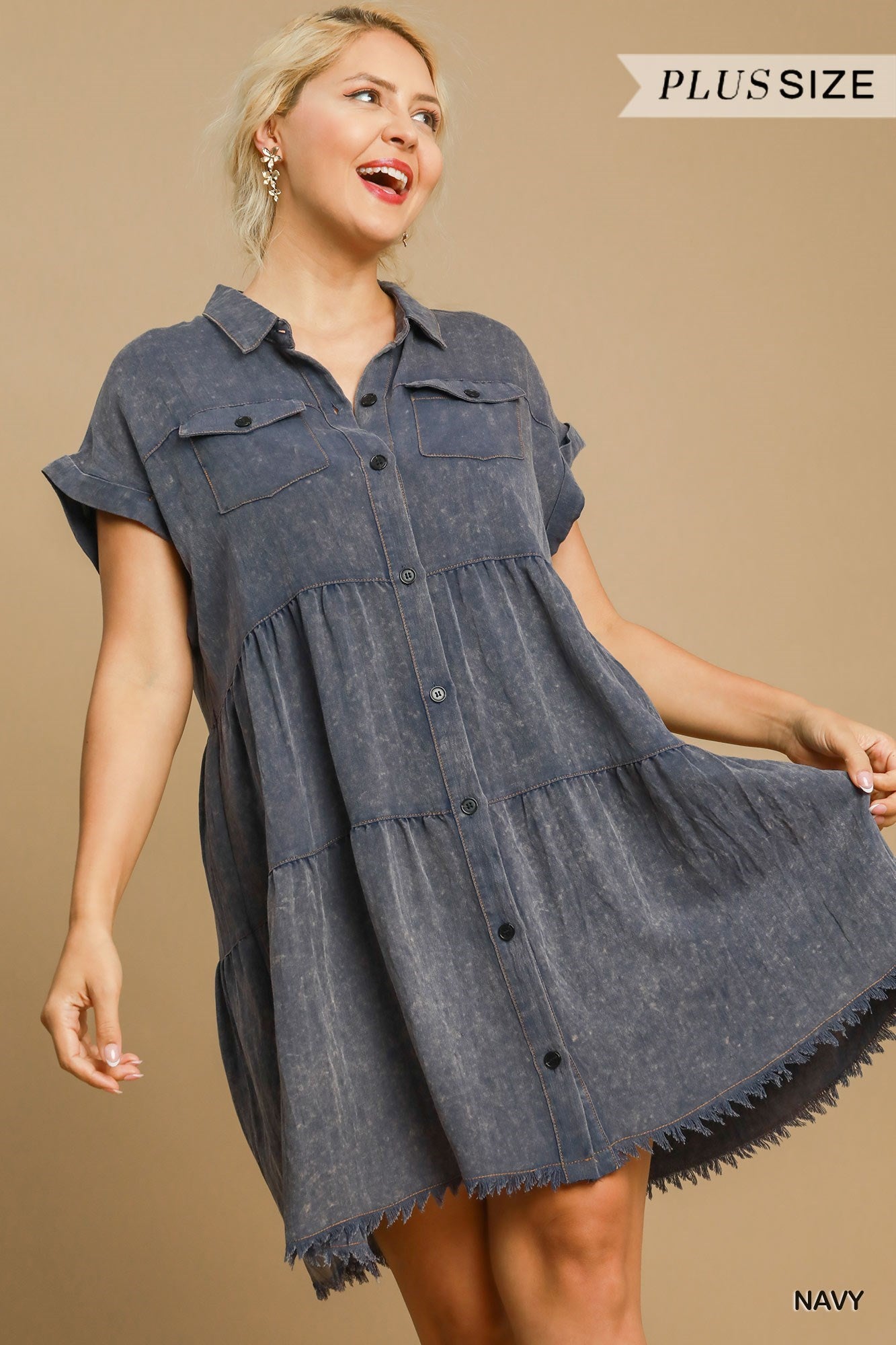 Snow Washed Button Up Dress