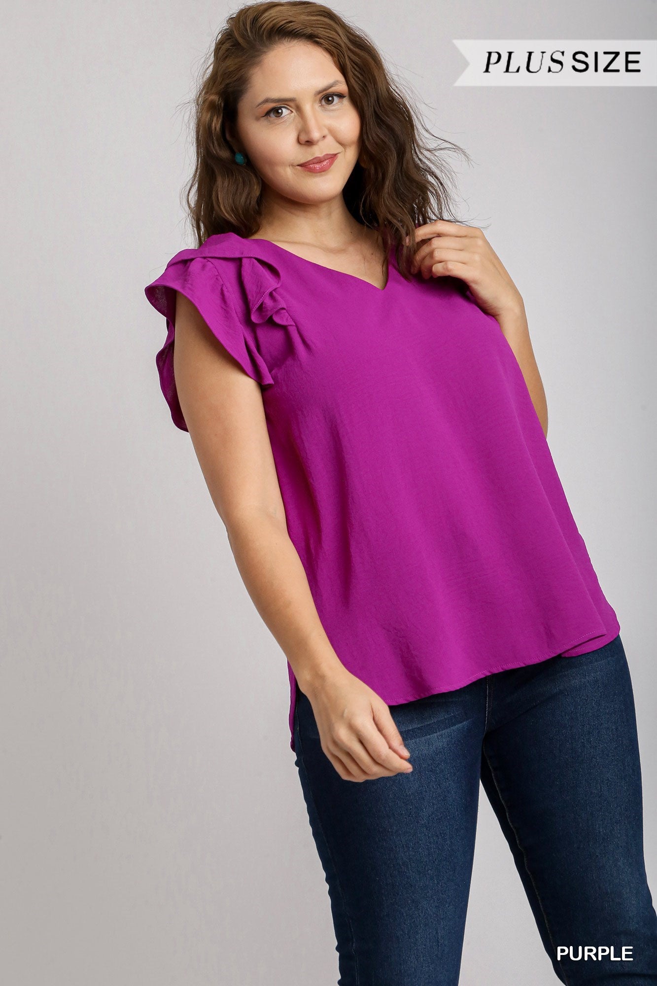 V Neck Flutter Blouse