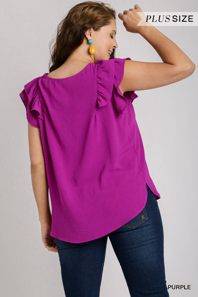 V Neck Flutter Blouse