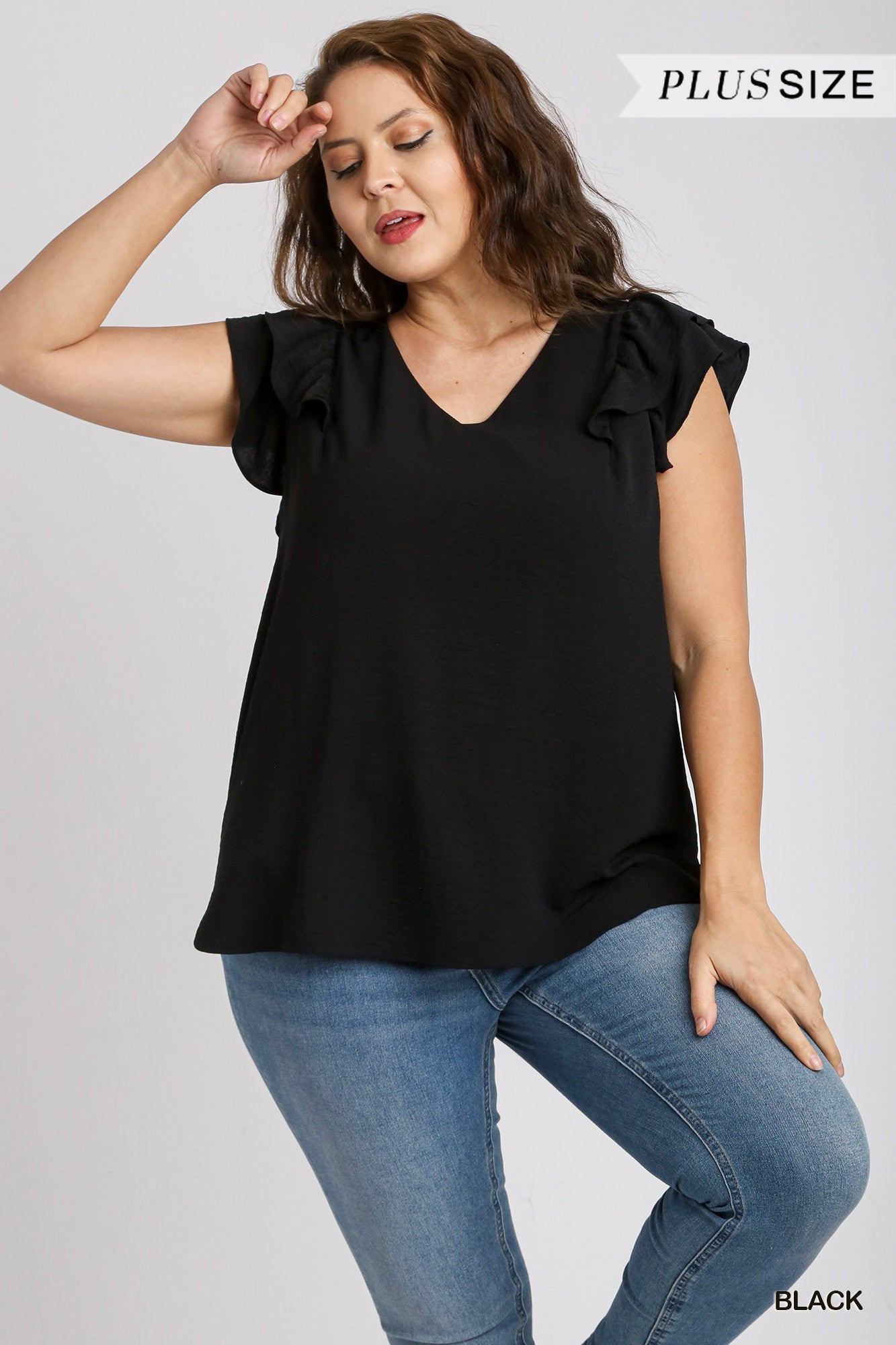 V Neck Flutter Blouse