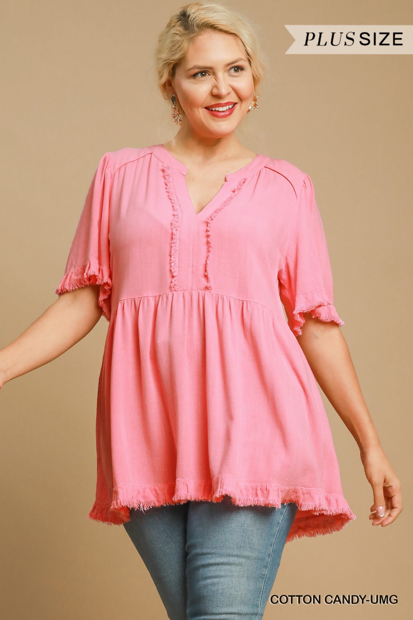 Linen Split Neck Blouse