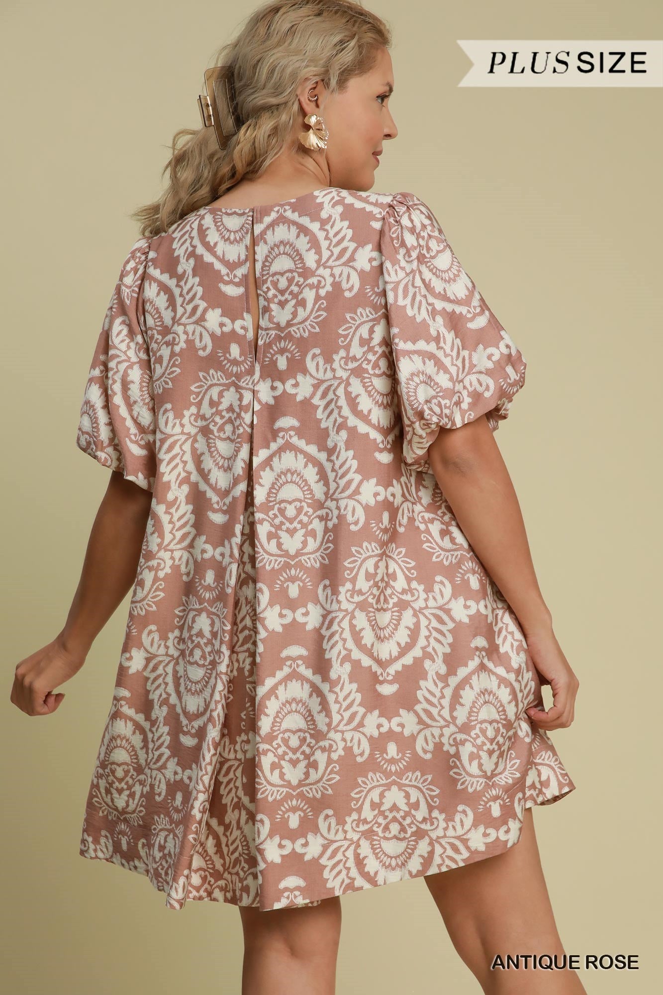 Botanical Print Puff Sleeve Dress