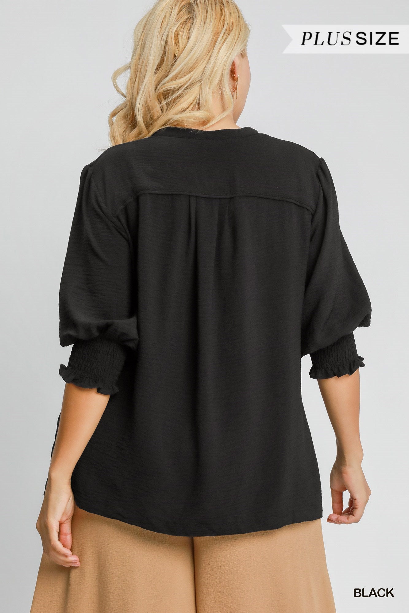 Solid Split Neck Blouse