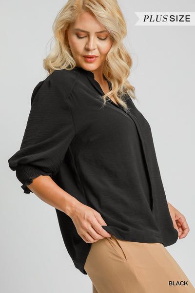 Solid Split Neck Blouse