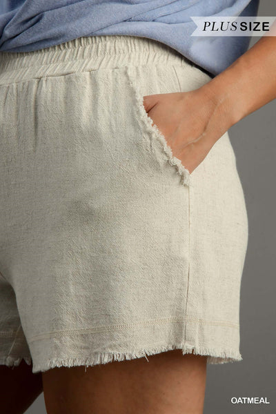 Frayed Hem Linen Shorts