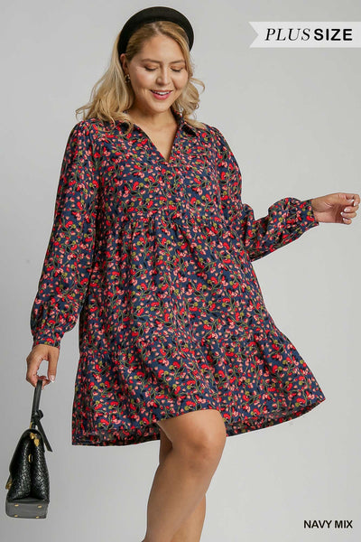 Floral Print Collared Dress