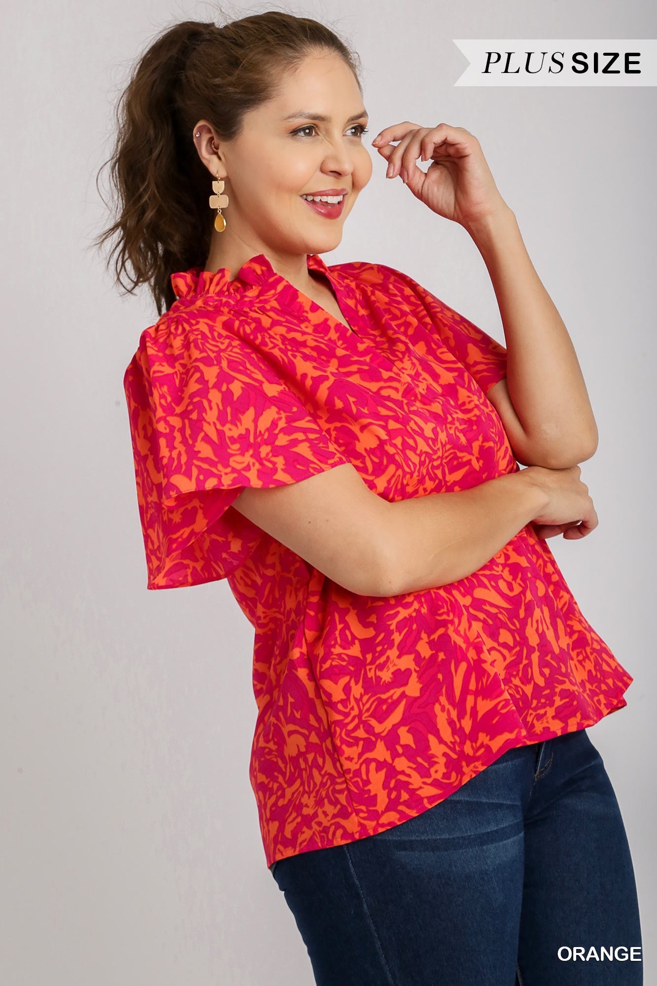 Raglan Ruffle Sleeve Top