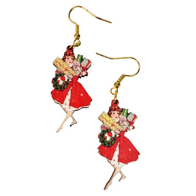 Wooden Christmas Earrings