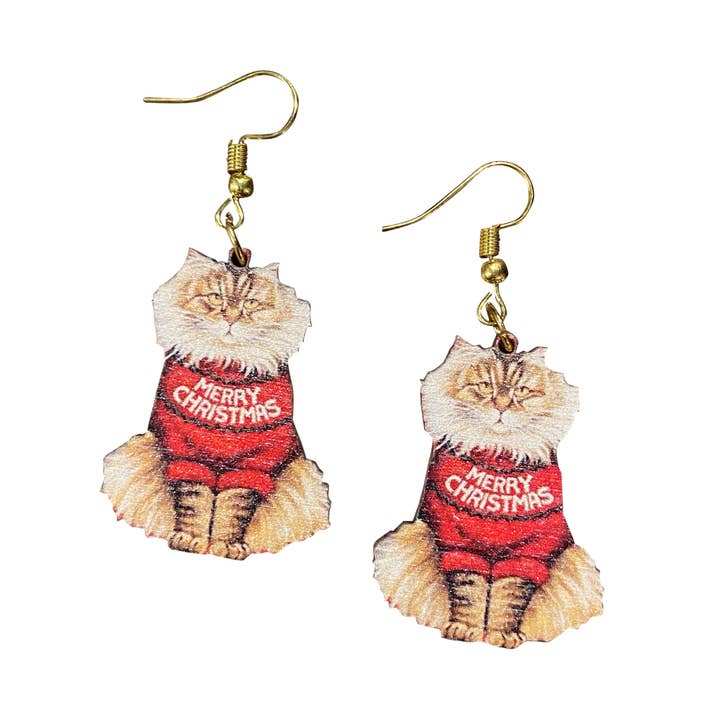 Wooden Christmas Earrings