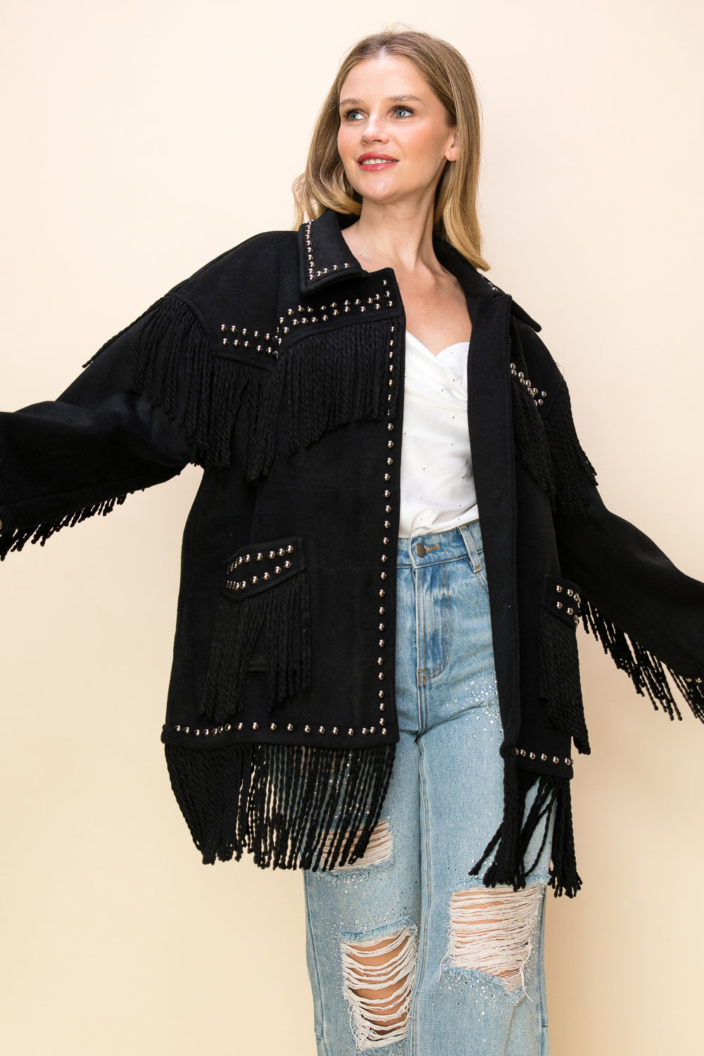 Oversized Fringe Western Jacket